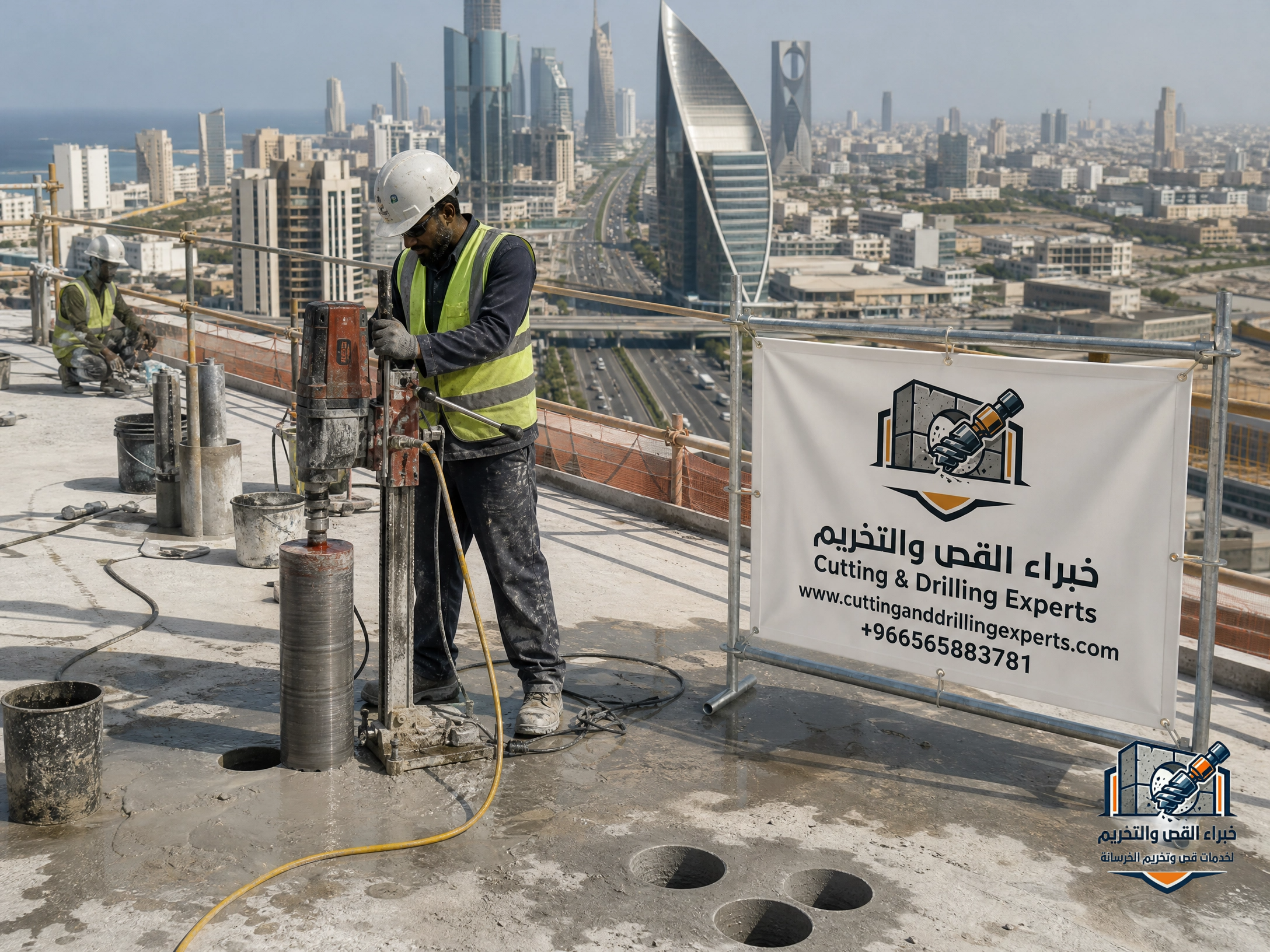 فتح الكور في الخرسانة بجدة باستخدام الكور الماسي لعمل فتحات دقيقة